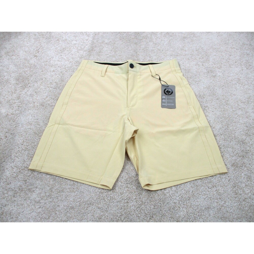 Pins & Aces Shorts Mens 30 Yellow Performance Stretch Breathable Chino Golf